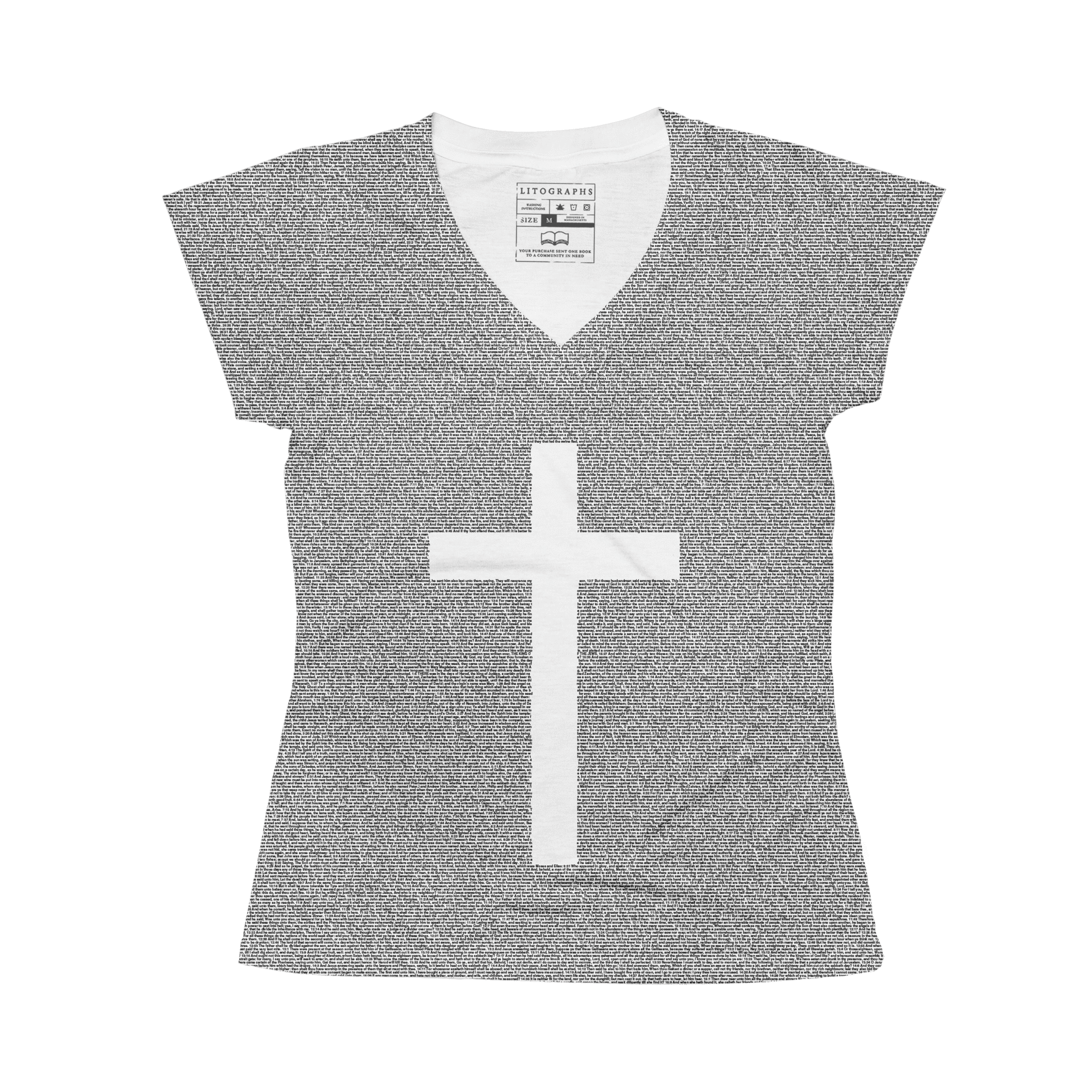 bible2_tee_vneck_m_bw_front. 