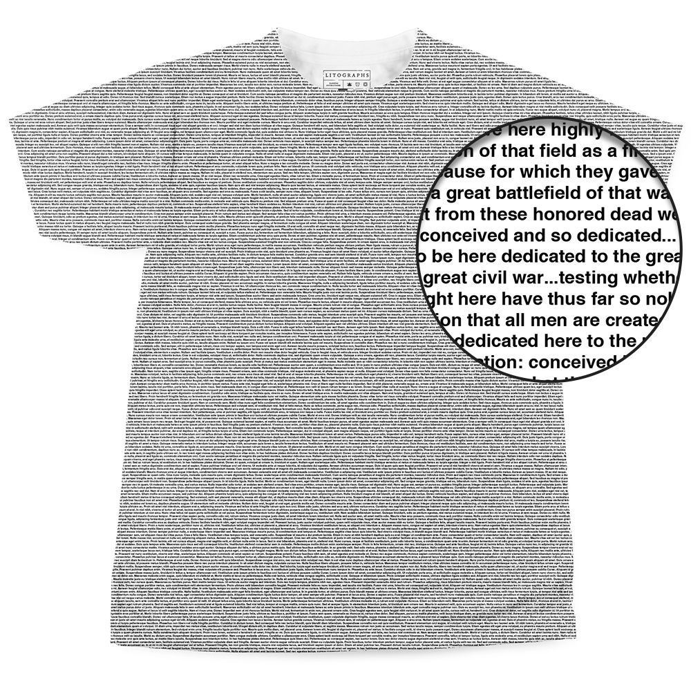 【BAON】[unisex] Pigment Lettering Printing Over S/S T Litographs | The Gettysburg Address | Book T-Shirt
