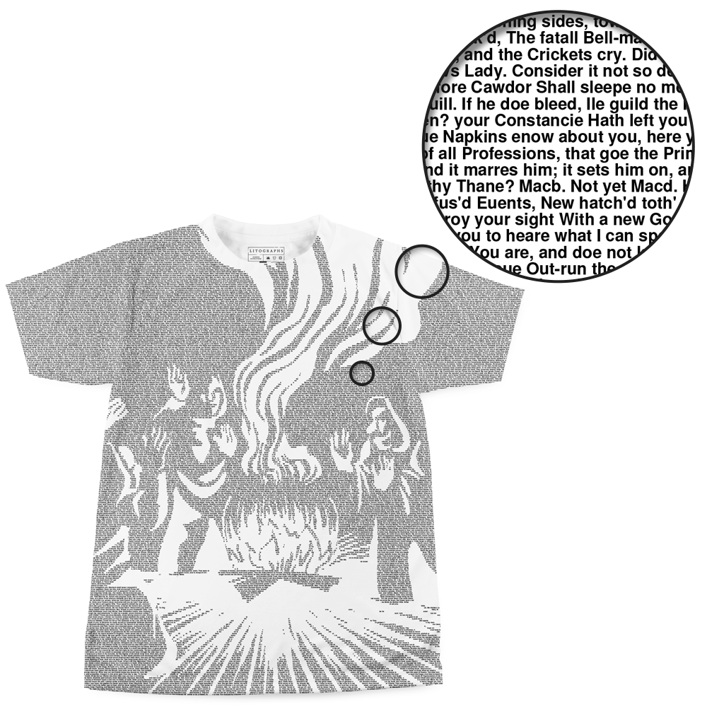 Women's T-Shirts [Out of Print] William Shakespeare / Macbeth Scoop Neck Tee (Black) (Womens) macbeth_tee_unisex_m_bw_front_