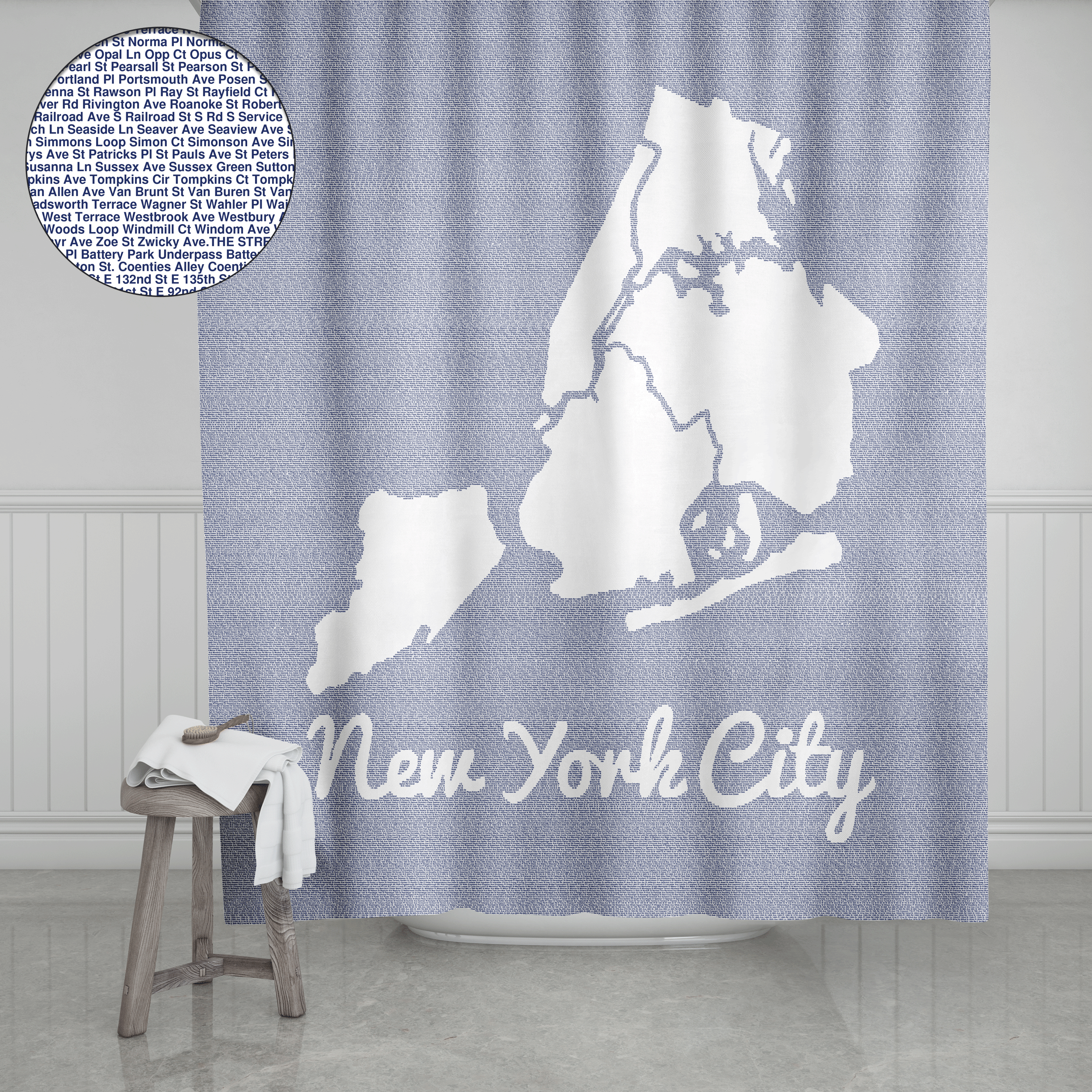 The Streets of New York City - Entire Book On Shower Curtain | Best Gift for Readers and Book Lovers | Litographs, image size:2500x2500