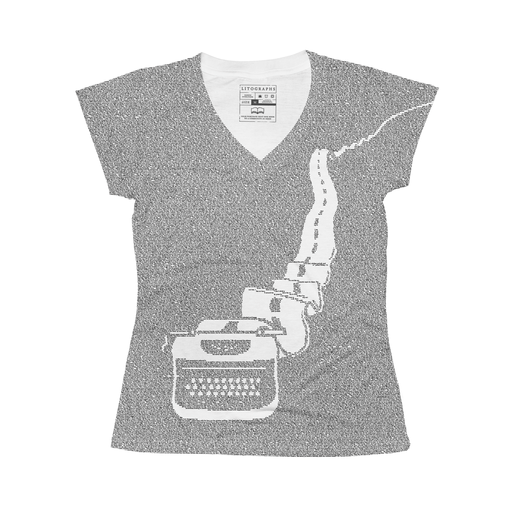 Women's T-Shirts [Out of Print] Jack Kerouac / On The Road V-Neck Tee (White) (Womens) On the Road unisex book cover t-shirt — Out of Print